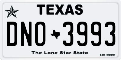 TX license plate DNO3993