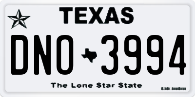 TX license plate DNO3994