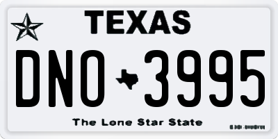 TX license plate DNO3995