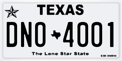 TX license plate DNO4001