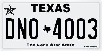 TX license plate DNO4003