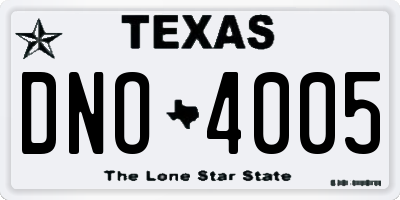 TX license plate DNO4005