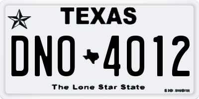 TX license plate DNO4012