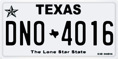 TX license plate DNO4016