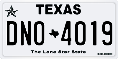 TX license plate DNO4019