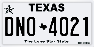 TX license plate DNO4021