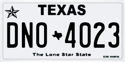 TX license plate DNO4023