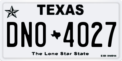 TX license plate DNO4027