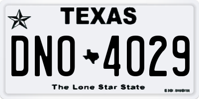 TX license plate DNO4029