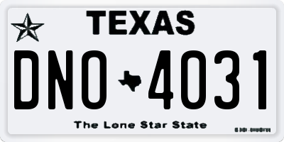 TX license plate DNO4031