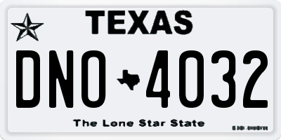TX license plate DNO4032