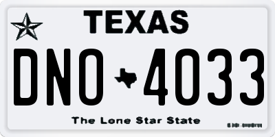 TX license plate DNO4033