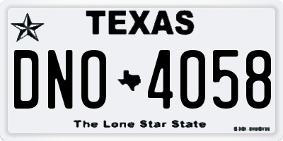 TX license plate DNO4058