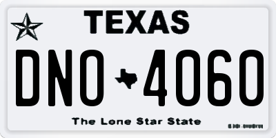 TX license plate DNO4060
