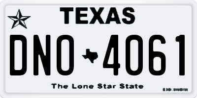 TX license plate DNO4061