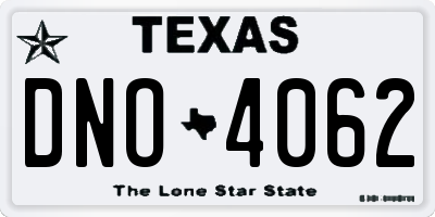TX license plate DNO4062