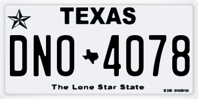 TX license plate DNO4078