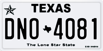 TX license plate DNO4081