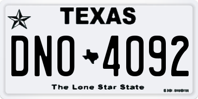 TX license plate DNO4092