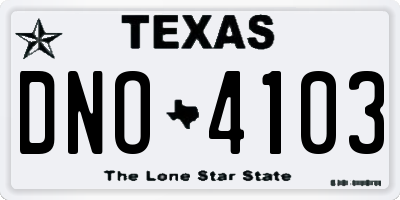 TX license plate DNO4103