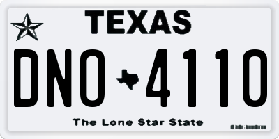 TX license plate DNO4110