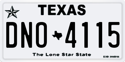 TX license plate DNO4115