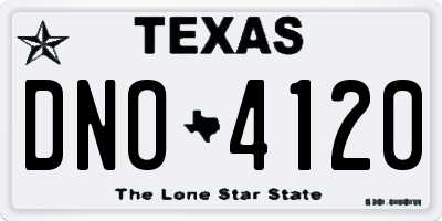 TX license plate DNO4120