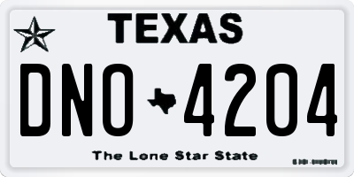 TX license plate DNO4204