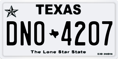 TX license plate DNO4207