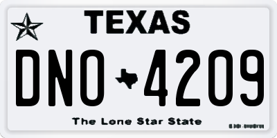 TX license plate DNO4209