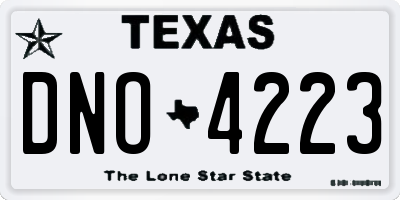 TX license plate DNO4223