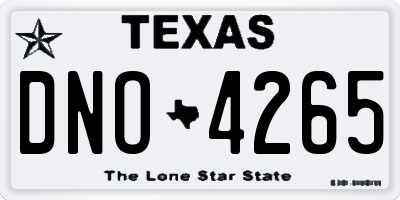 TX license plate DNO4265