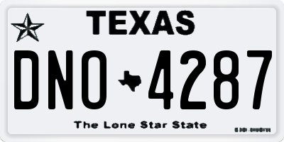 TX license plate DNO4287