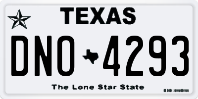 TX license plate DNO4293