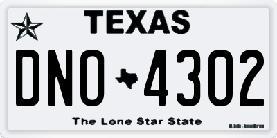 TX license plate DNO4302