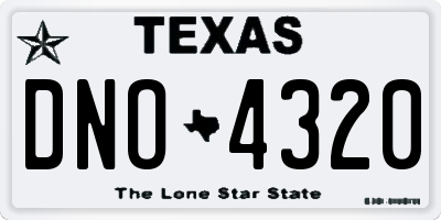TX license plate DNO4320