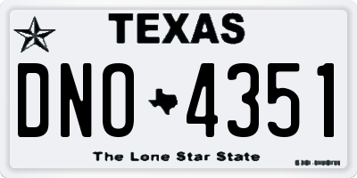 TX license plate DNO4351