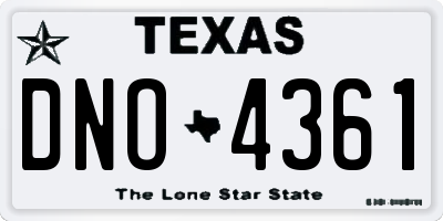 TX license plate DNO4361