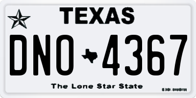TX license plate DNO4367