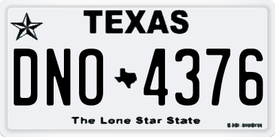 TX license plate DNO4376