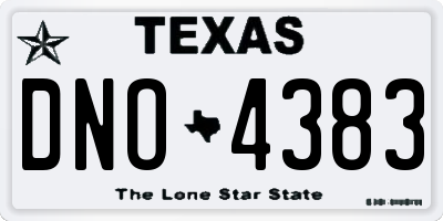 TX license plate DNO4383