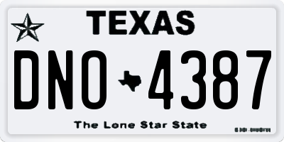 TX license plate DNO4387