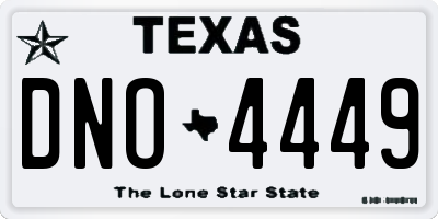 TX license plate DNO4449
