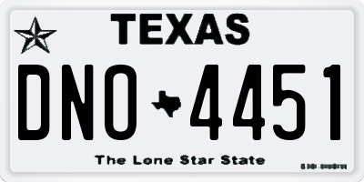 TX license plate DNO4451