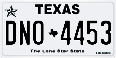 TX license plate DNO4453
