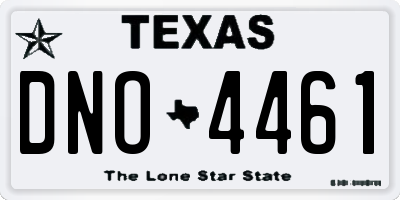 TX license plate DNO4461