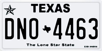 TX license plate DNO4463