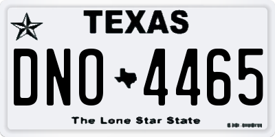TX license plate DNO4465