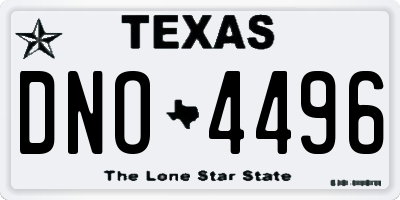 TX license plate DNO4496