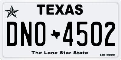 TX license plate DNO4502